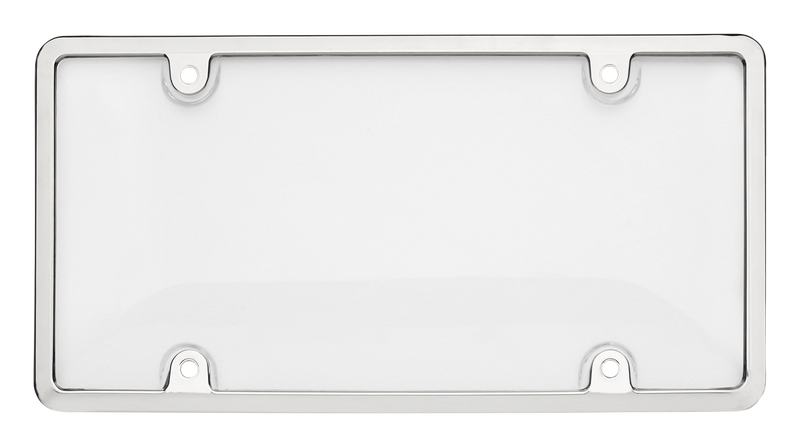 Auto Car Clear License Plate Cover Bubble Shield Tag Chrome Frame