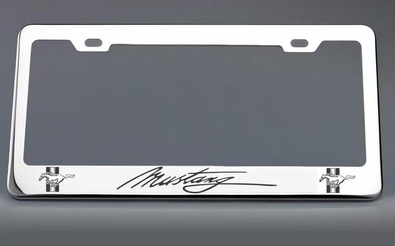 Ford Mustang License Plate Frame Stainless Steel with Laser Engraved