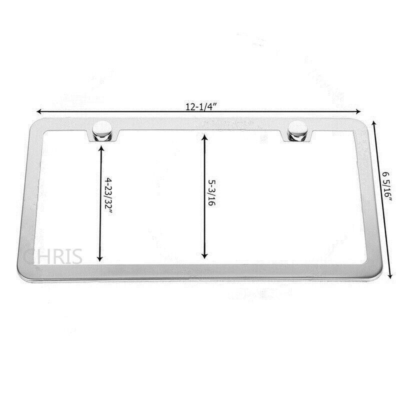 No Rust 2X License Plate Frames Slim 2-Hole Stainless Steel Vehicle Pair Chrome