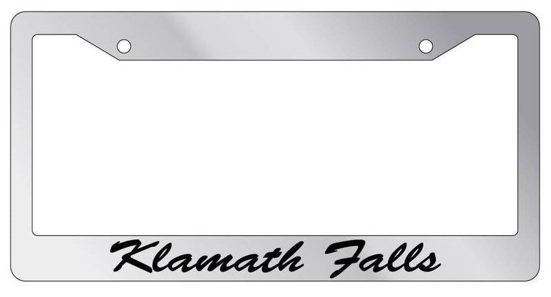 Chrome METAL License Plate Frame Klamath Falls Cursive Auto Accessory 2597  Mod-GRAPH9856236-8883