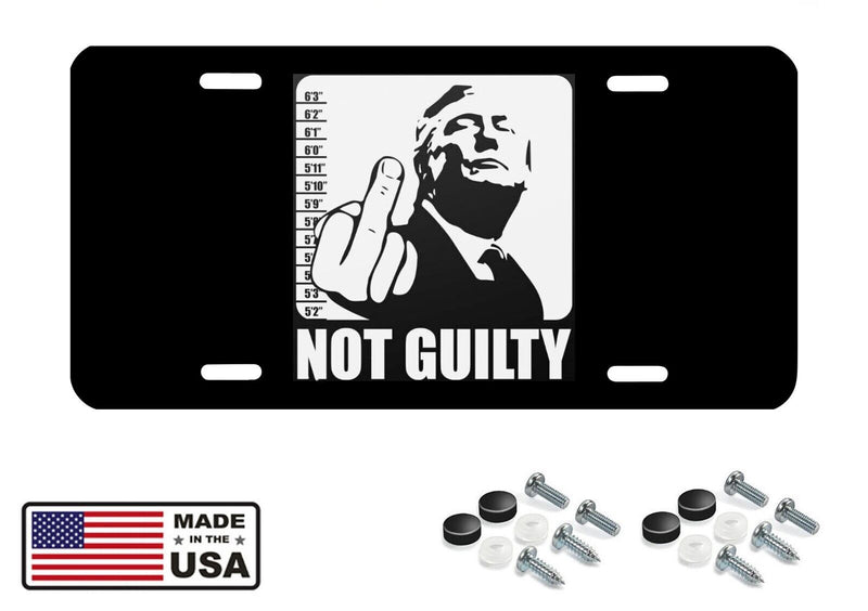 Trump NOT GUILTY Mugshot License Plate - Laser Engraved Aluminum