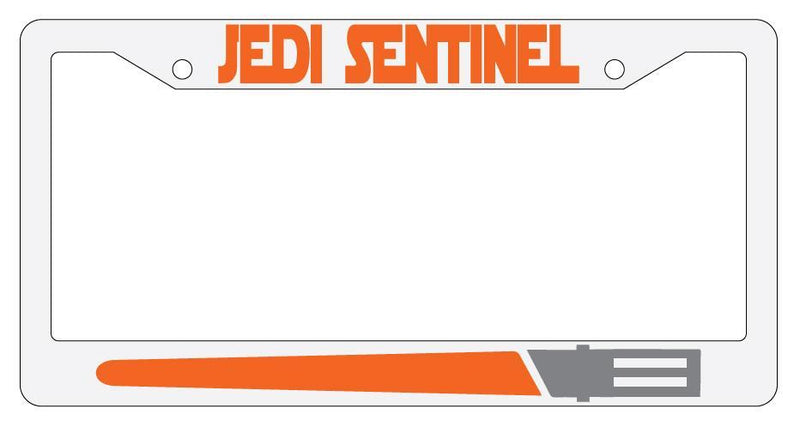 Jedi Sentinel ORANGE White Plastic License Plate Frame Star Wars  Mod-GRAPH9856236-2145