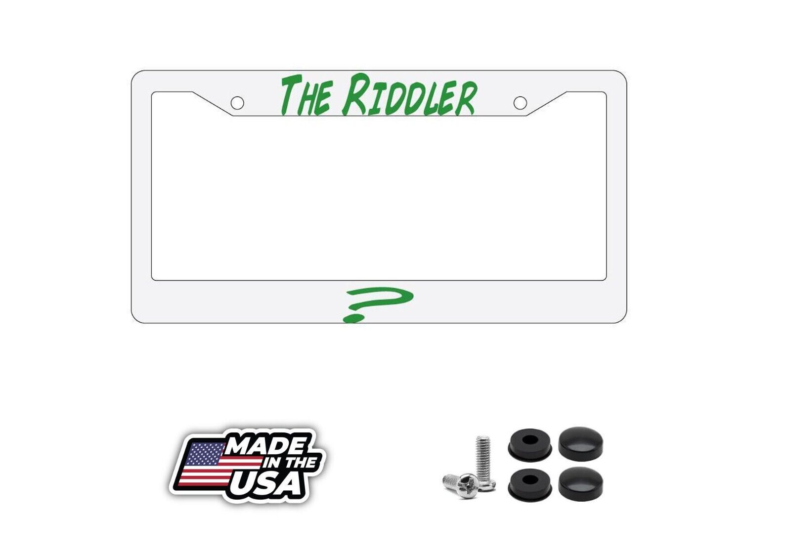 The Riddler White Plastic License Plate Frame Auto