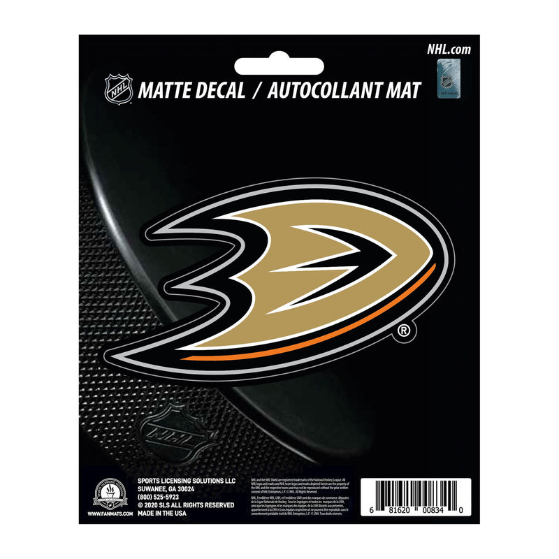 NHL Anaheim Ducks Decal Matte 5"X6.25" Auto Boat Cooler Luggage