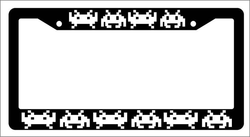 Black License Plate Frame Space Invaders (Aliens) Auto Accessory Novelty 1  Mod-GRAPH9856236-585