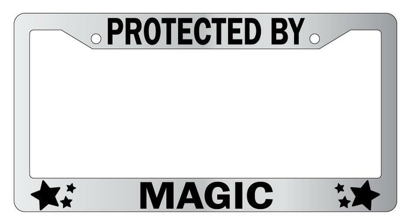 Protected By Magic Chrome License Plate Frame Auto  Mod-GRAPH9856236-5130