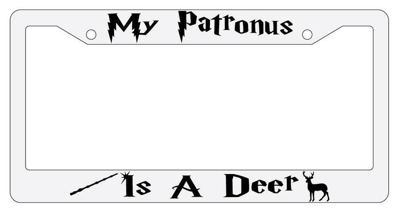 My Patronus is A Deer White Plastic License Plate Frame Auto Accessory  Mod-GRAPH9856236-3547