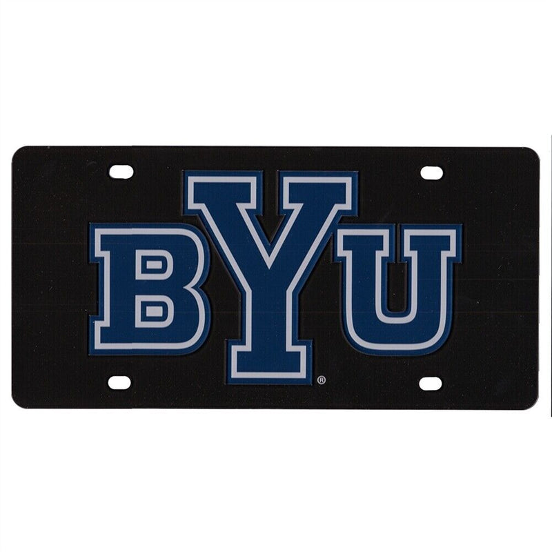 Byu Cougars Inlaid Acrylic License Plate - Black Background