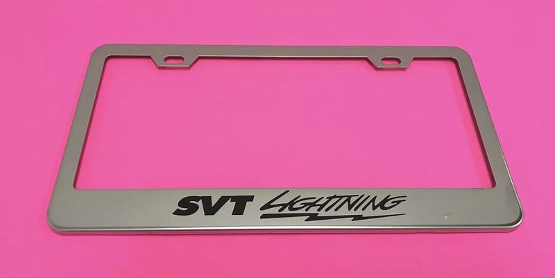 SVT LIGHTNING - STAINLESS STEEL Chrome Metal License Plate Frame w/Screw caps