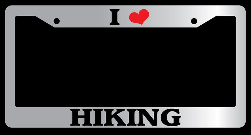 Chrome License Plate Frame "I Heart Hiking" Auto Accessory Novelty  Mod-GRAPH9856236-6101