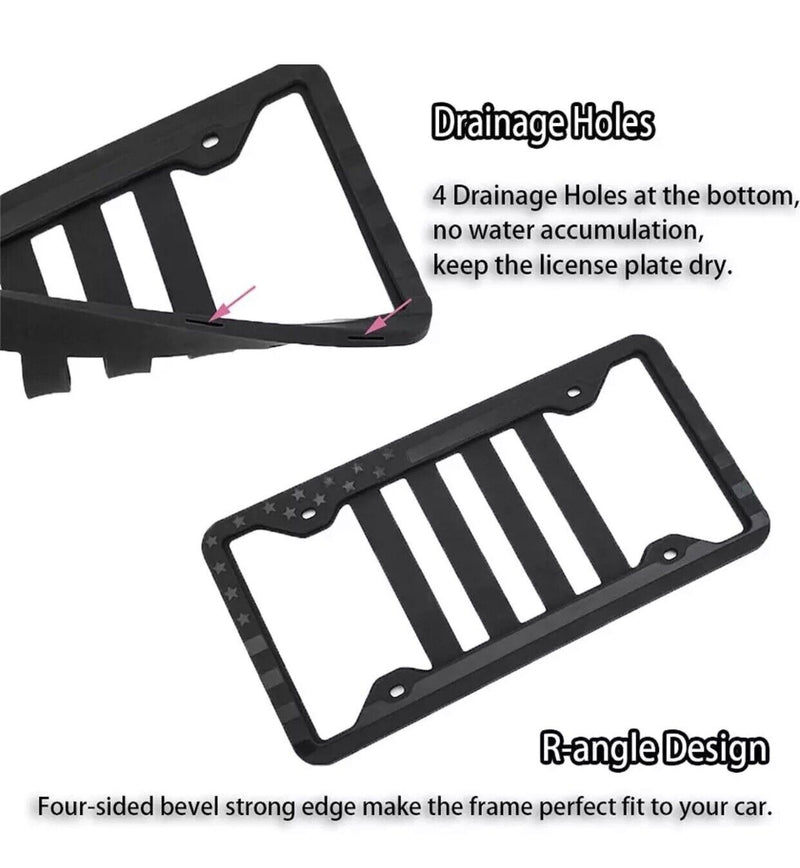 Silicone American Flag License Plate Frame 2 Pack Black License Plate Cover with