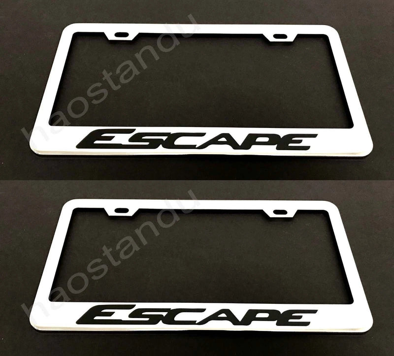 2x ESCAPE STAINLESS Chrome License Plate Frame w/screw Caps All Models*