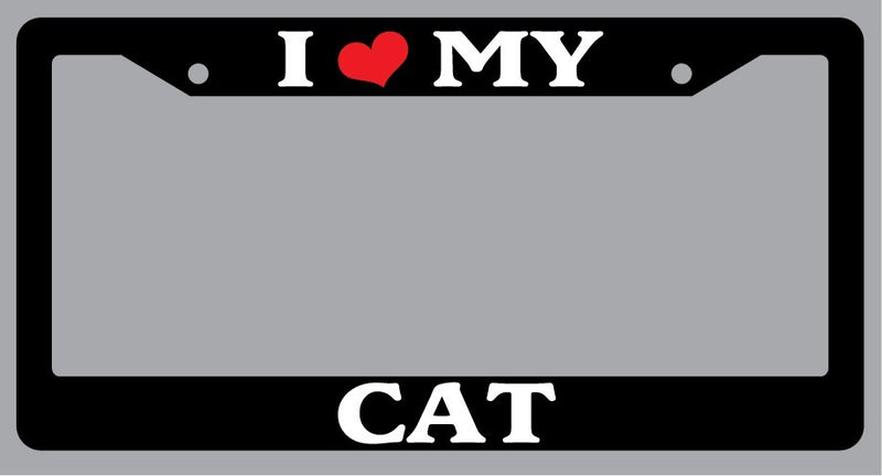 Black License Plate Frame "I Heart My Cat" Auto Accessory Novelty -324  Mod-GRAPH9856236-2676