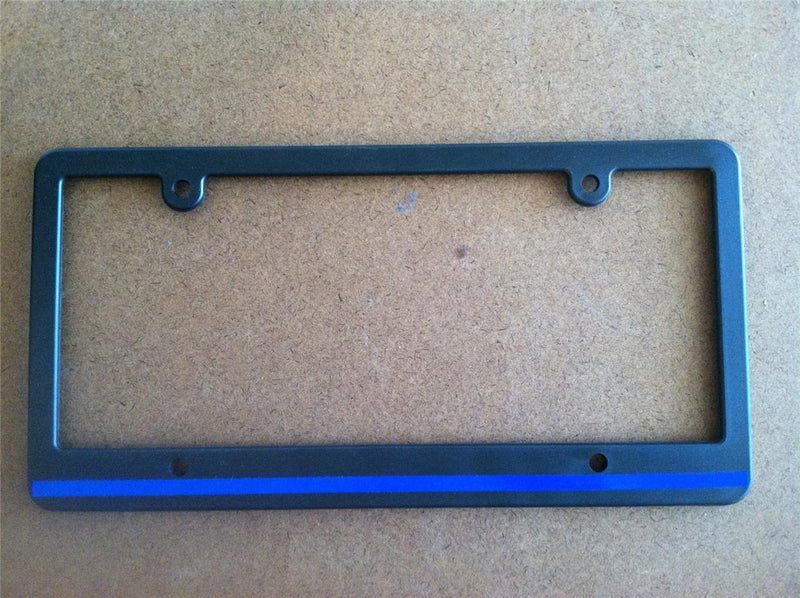 Skinny Black License Plate Frame Thin Blue Line Reflective Auto Accessory  Mod-GRAPH9856236-3866