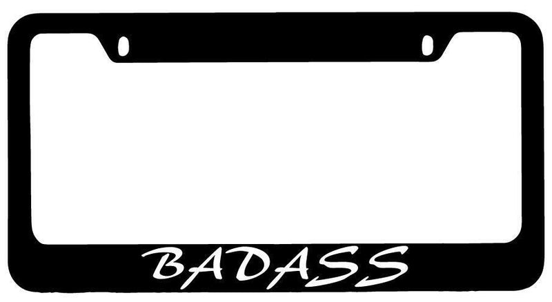 Badass (Cursive) Black METAL License Plate Frame Auto Accessory  Mod-GRAPH9856236-7992