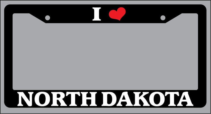 Black License Plate Frame "I Heart North Dakota" Auto Accessory Novelty  Mod-GRAPH9856236-838