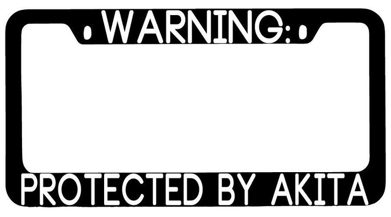 Warning Protected By Akita Black METAL License Plate Frame Auto  Mod-GRAPH9856236-9336