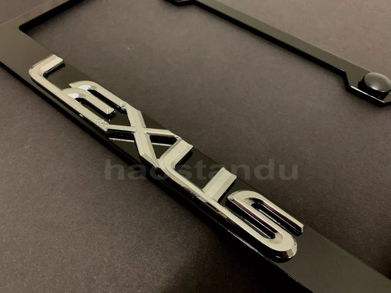 1x Lexus STYLE 3D Emblem BLACK Stainless License Plate Frame RUST FREE + S.Cap