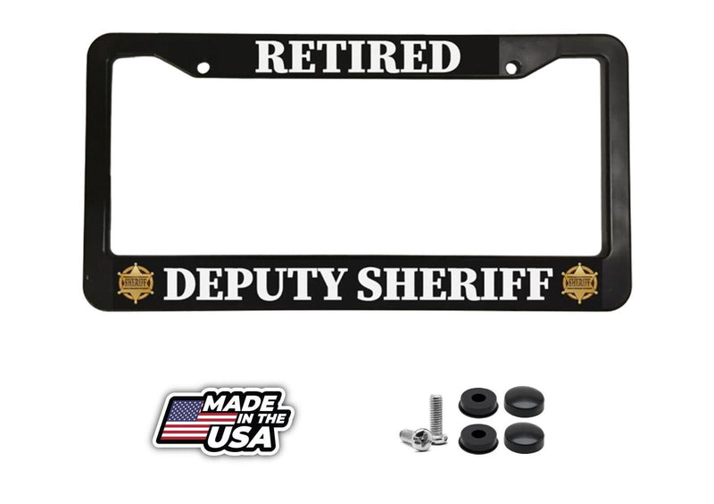 RETIRED DEPUTY SHERIFF POLICE LAW ENFORCEMENT COP Black License Plate Frame NEW