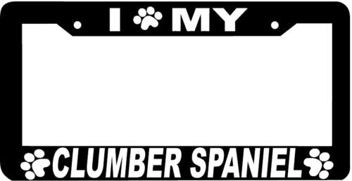CLUMBER SPANIEL DOG paw print License Plate Frame