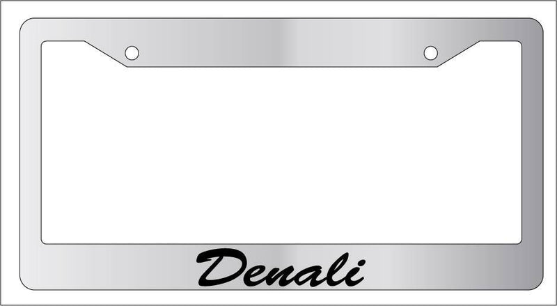 Chrome METAL License Plate Frame CURSIVE DENALI Auto Accessory 1982  Mod-GRAPH9856236-8342