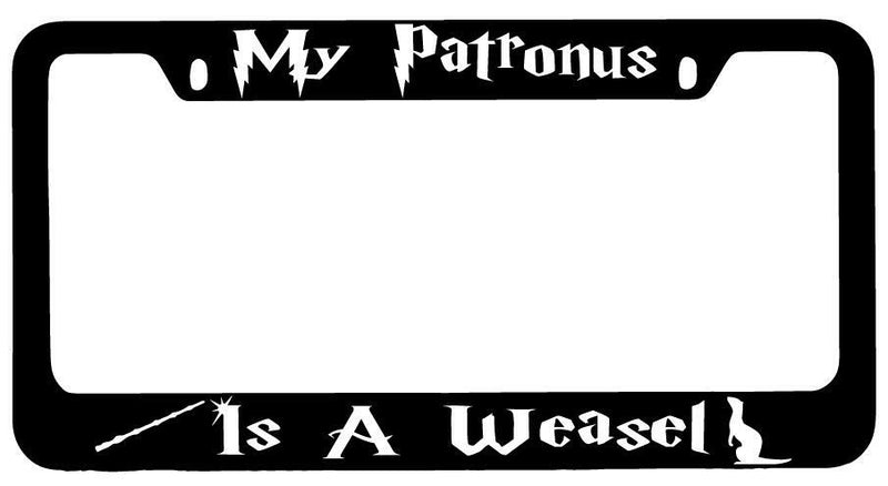 My Patronus Is A Weasel Black METAL License Plate Frame Auto For Harry Potter  Mod-GRAPH9856236-9281
