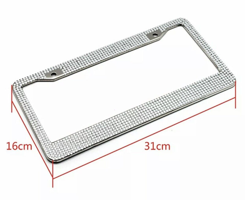 Pack of 2 Bling Metal License Plate Frame Sparkling Glitter Crystal Diamond