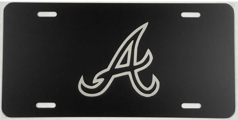 NEW Atlanta Braves A logo Laser Engraved License Plate Car Tag Gift Flat Black