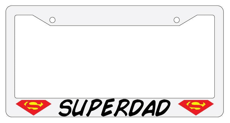 Superdad White Plastic License Plate Frame Auto  Mod-GRAPH9856236-65