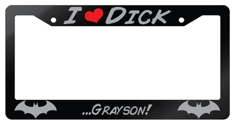 I Heart Dick (Batman) Glossy Black Plastic License Plate Frame DC  Mod-GRAPH9856236-7230