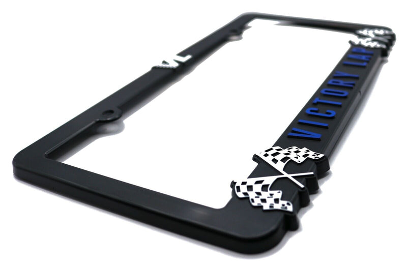"Victory Lap" License Plate Frame (Blue and White)