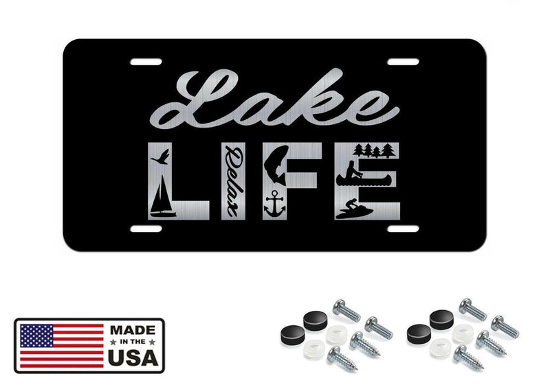License Plate Lake Life Vanity Novelty Tag Metal Car Truck 6-Inches by 12-Inches