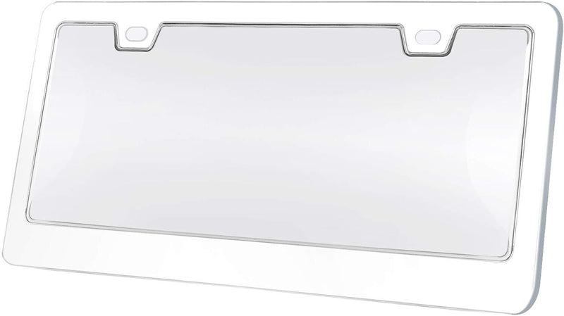 Clear 2 Holes Combo Chrome License Plate Cover Patent Design Fits All Cars