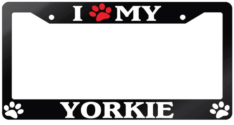 Glossy Black License Plate Frame I (PAW) MY YORKIE Auto Accessory 612  Mod-GRAPH9856236-7106