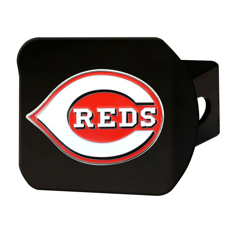 MLB Cincinnati Reds 3D Color on Black Metal Hitch Cover