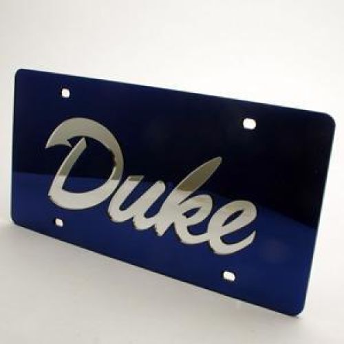 NCAA Duke Blue Devils Inlaid Acrylic License Plate - Blue Mirror Background