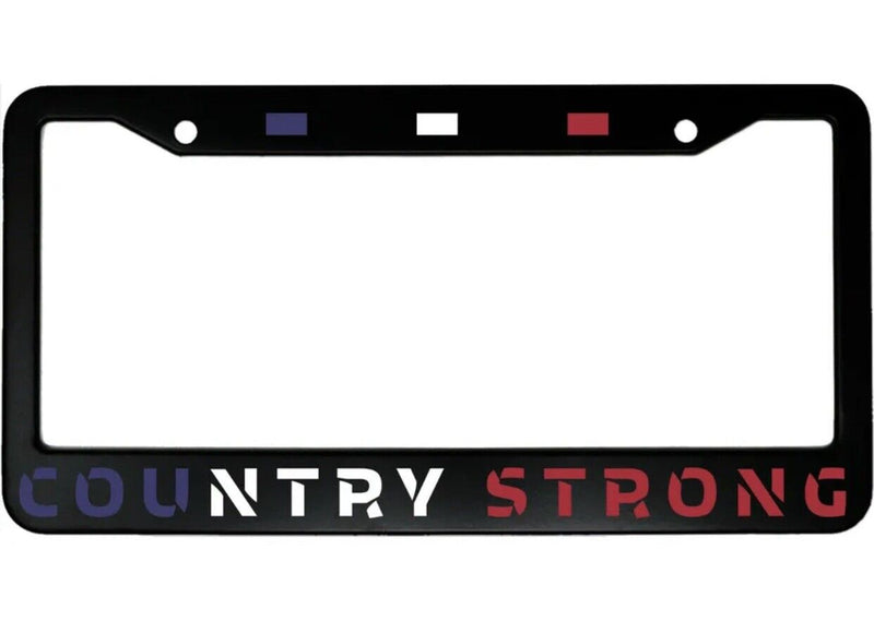 Country Strong USA Flag American Pride Aluminum Car License Plate Frame