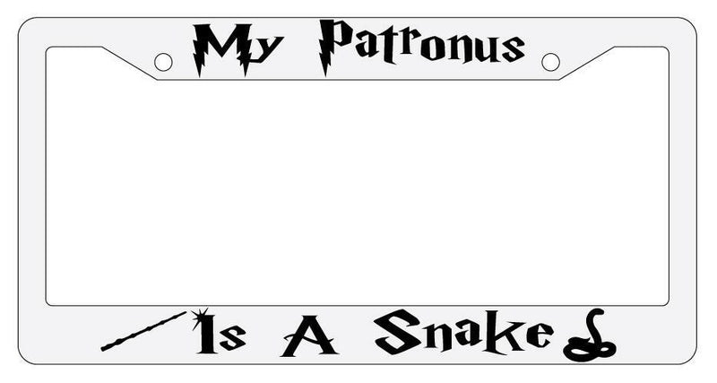 My Patronus is A Snake White Plastic License Plate Frame Auto Accessory  Mod-GRAPH9856236-3534