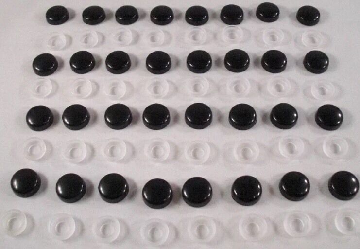 32 Black "Smooth" License Plate Frame Screw Caps & Bolt Covers for Car Truck SUV