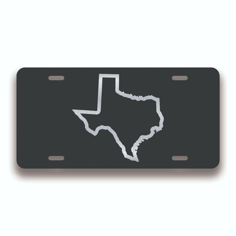 Texas State Outline License Plate Tag Vanity Front Aluminum 6 Inch By 12 Inch
