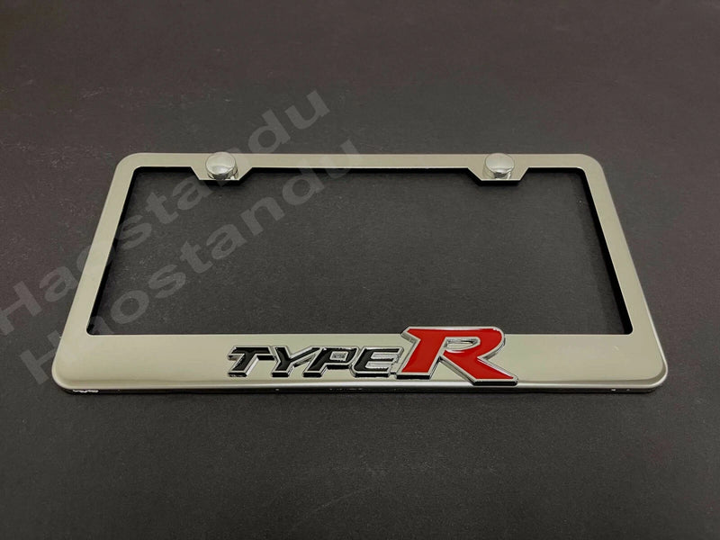 1x "TypeR" 3D Emblem Badge Stainless Steel Chrome License Plate Frame RUST FREE