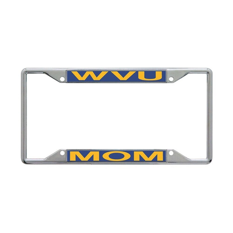 NCAA West Virginia Mountaineers Metal Inlaid Acrylic License Plate Frame - "wvu Mom"