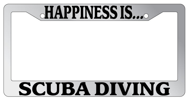 Chrome METAL License Plate Frame HAPPINESS IS...SCUBA DIVING  Mod-GRAPH9856236-8087