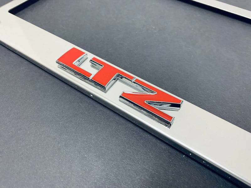 1x Red "LTZ" 3D Emblem STAINLESS STEEL License Plate Frame RUST FREE + Screw Cap