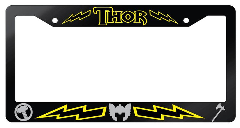 Thor Glossy Black Plastic License Plate Frame For Marvel  Mod-GRAPH9856236-7420