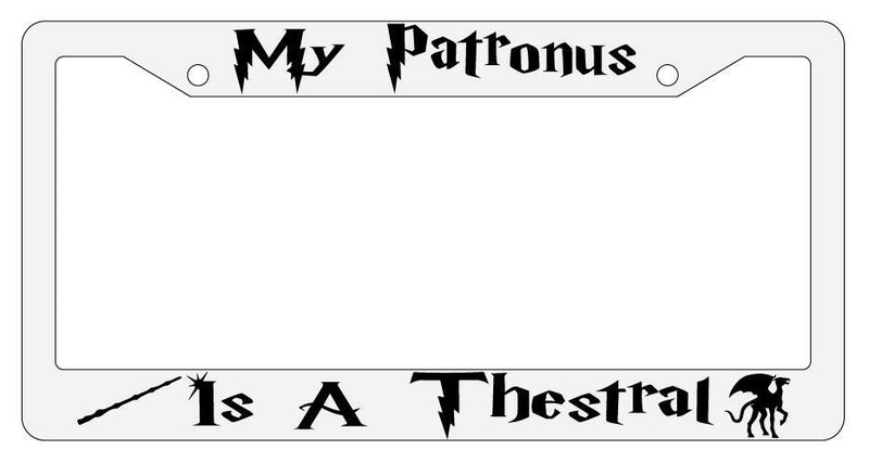 My Patronus is A Thestral White Plastic License Plate Frame Auto Accessory  Mod-GRAPH9856236-3527