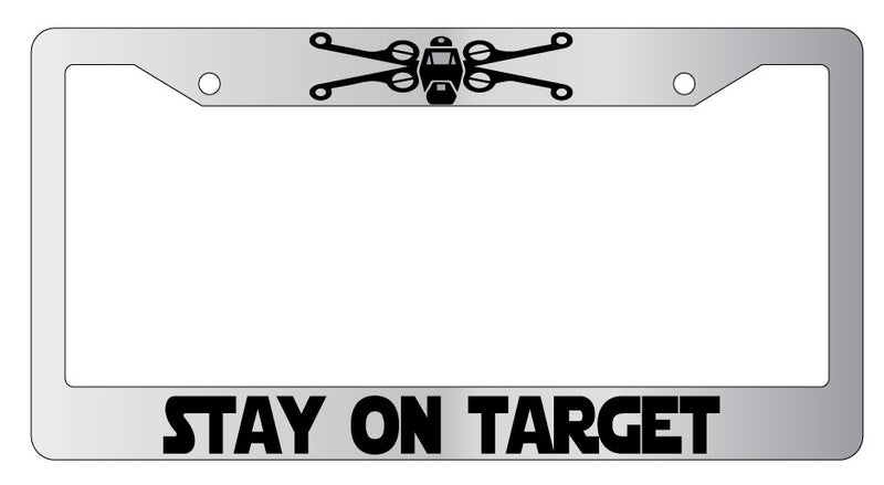 Chrome METAL License Plate Frame Stay On Target Auto Accessory LOGO 84  Mod-GRAPH9856236-8684