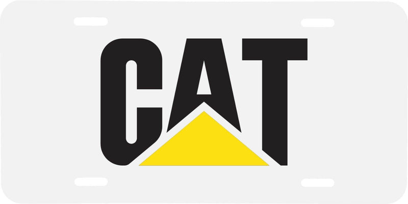 CAT CATERPILLAR LOGO WHITE BACKGROUND VEHICLE LICENSE PLATE TRUCK TRACTOR TAG