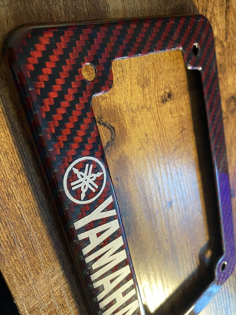 RED Yamaha motorcycle Carbon license frame