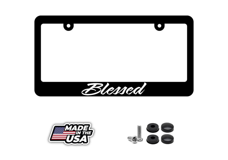 JDM Blessed Drag Drifting Racing Funny Black License Plate Frame (blssdfr8m)